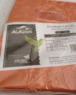 PROTÈGE CAHIER PETIT FORMAT ÉCHIQUIER (UNI) ORANGÉ ALADIN