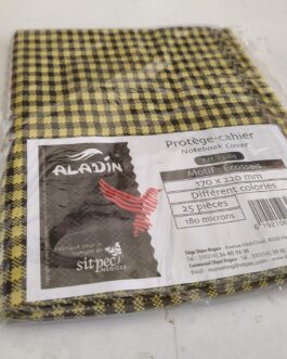 PROTÈGE CAHIER PETIT FORMAT ÉCOSSAIS (PUB:CARREAU) JAUNE ALADIN