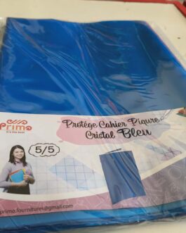 PROTÈGE CAHIER PIQÛRE (5/5) GRAND FORMAT TRANSPARENT BLEU PRIMO