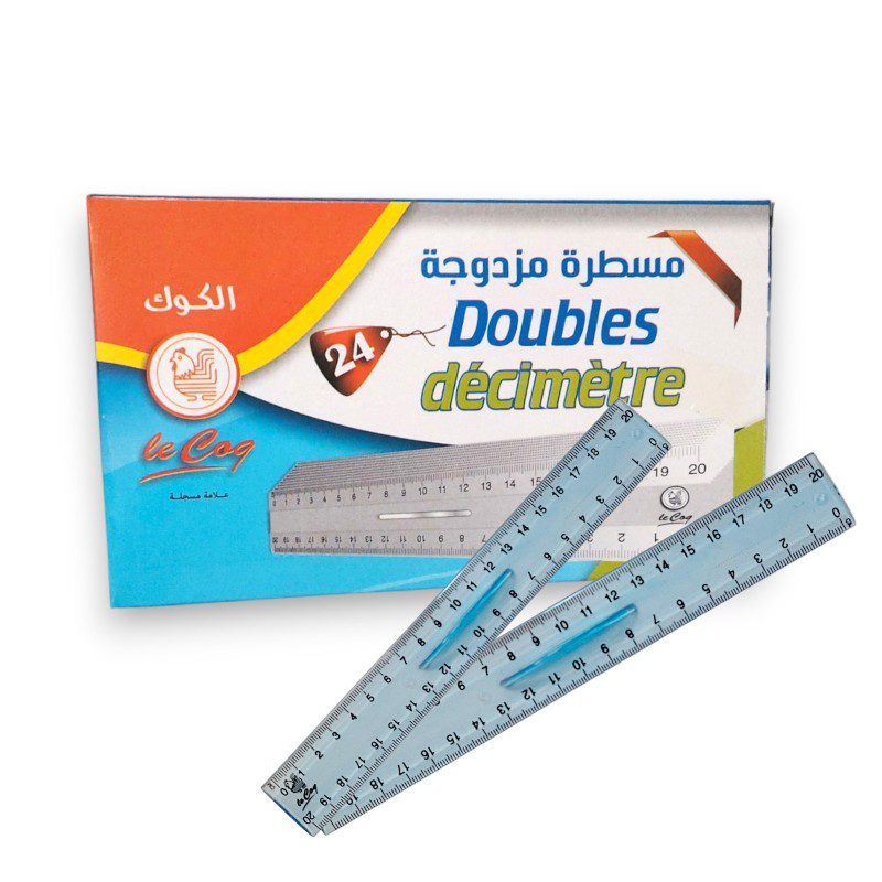 Paquet de 24 regle double decimetre 20cm le coq