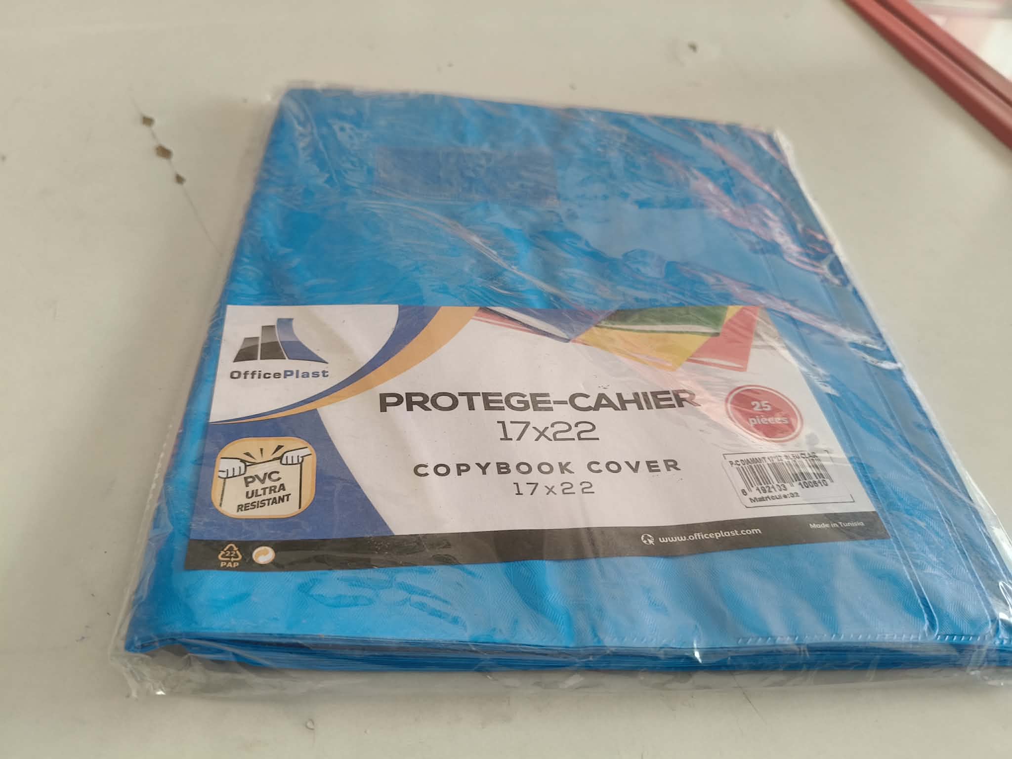 PROTÈGE CAHIER PETIT FORMAT BLEU CIEL OFFICE PLAST