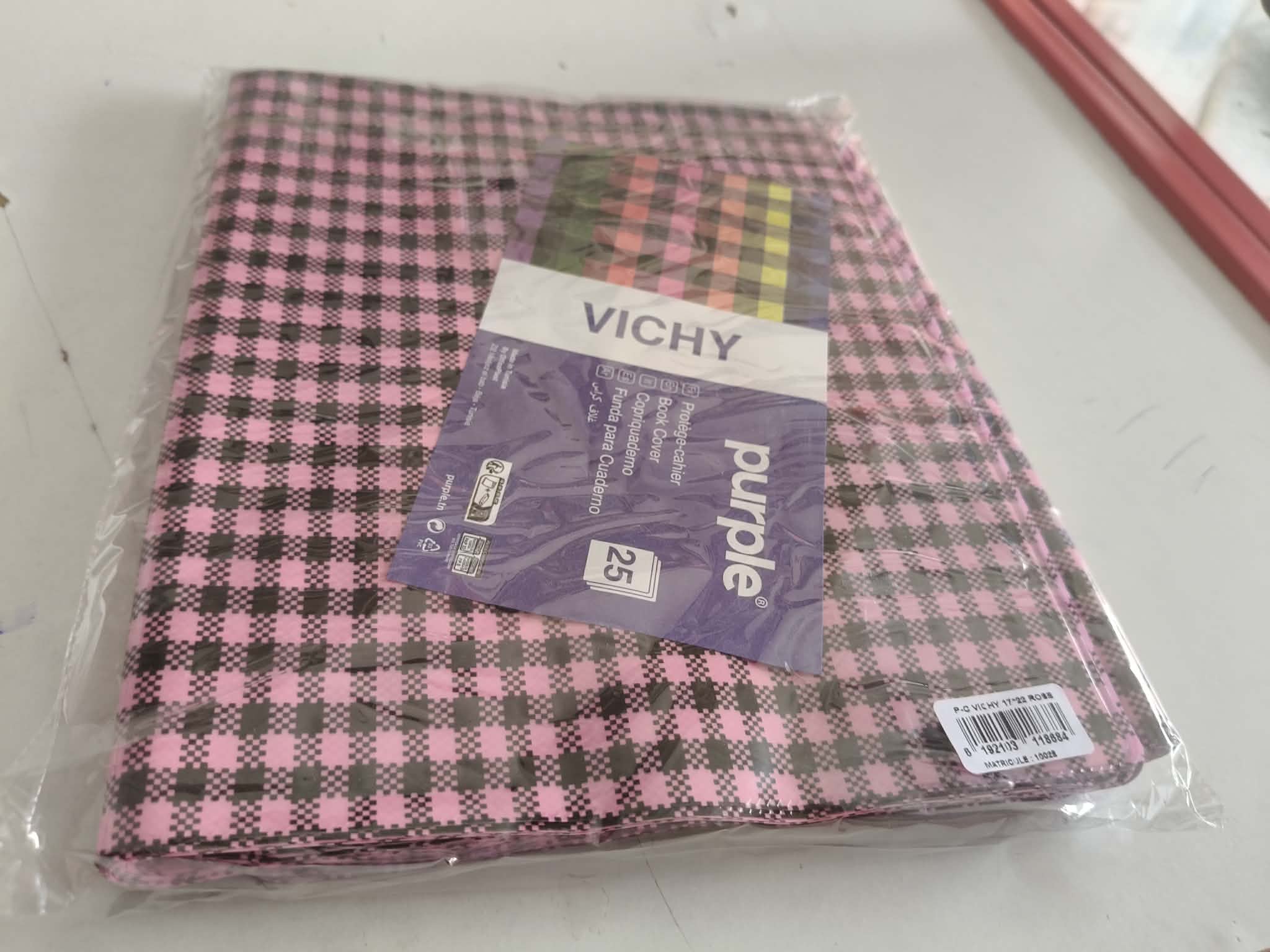 PROTÈGE CAHIER PETIT FORMAT ÉCOSSAIS (PUB CARREAU) VIOLET PURPLE