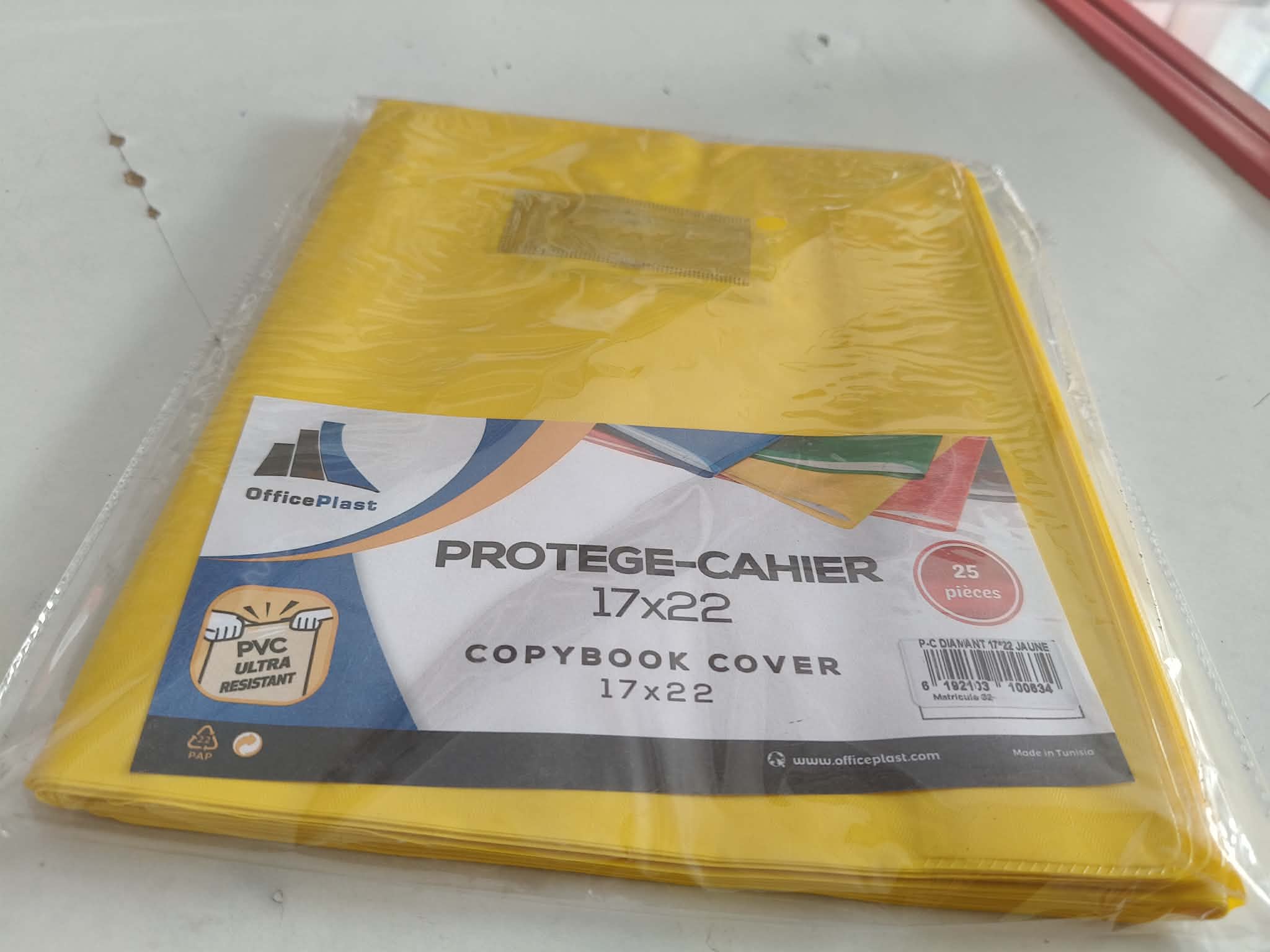 PROTÈGE CAHIER PETIT FORMAT JAUNNE OFFICE PLAST