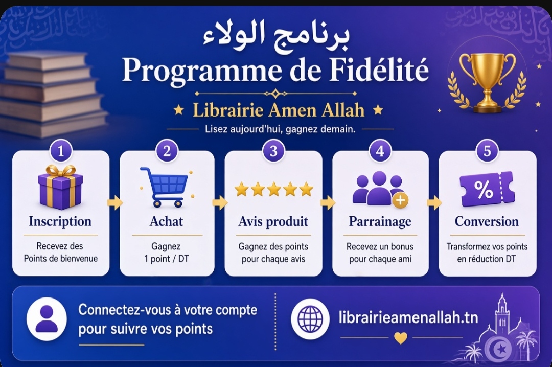 Programme de fidélité Librairie Amen Allah - Gagnez des points à l'inscription, à l'achat, avec les avis et le parrainage